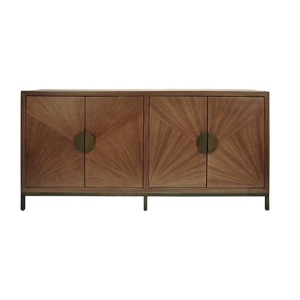 Worlds Away Worlds Away Emory Radial Walnut Cabinet with Painted Bronze Legs And Hardware - Matte Walnut EMORY