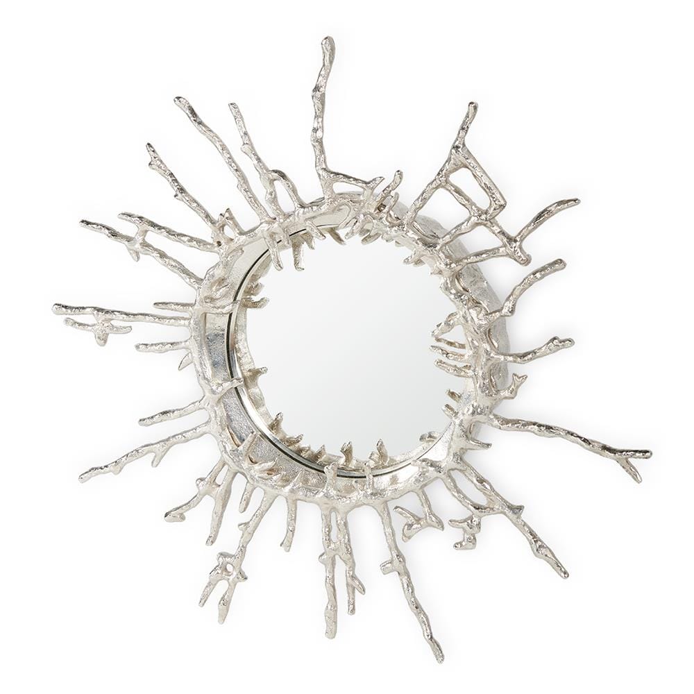 Embry Brass Round Convex Wall Mirror - Silver