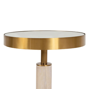 Worlds Away Round Cigar Table Antique Brass Detail Mirror Top - Available in 2 Colors