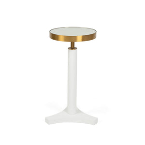 Worlds Away Round Cigar Table Antique Brass Detail Mirror Top - Available in 2 Colors