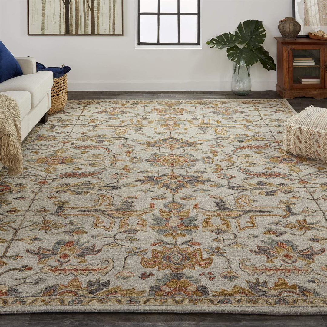 Feizy Feizy Fallon Traditional Oushak Flora & Fauna Rug - Gray & Golden - Available in 6 Sizes