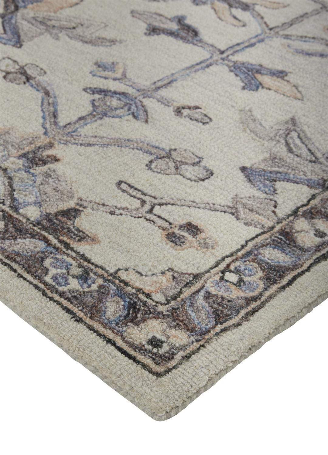 Feizy Feizy Fallon Traditional Oushak Flora & Fauna Rug - Light Gray & Cornflower Blue - Available in 6 Sizes