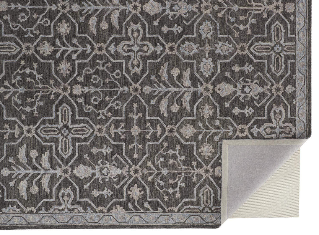Feizy Feizy Fallon Traditional Oushak Flora & Fauna Rug - Light Gray & Black - Available in 6 Sizes