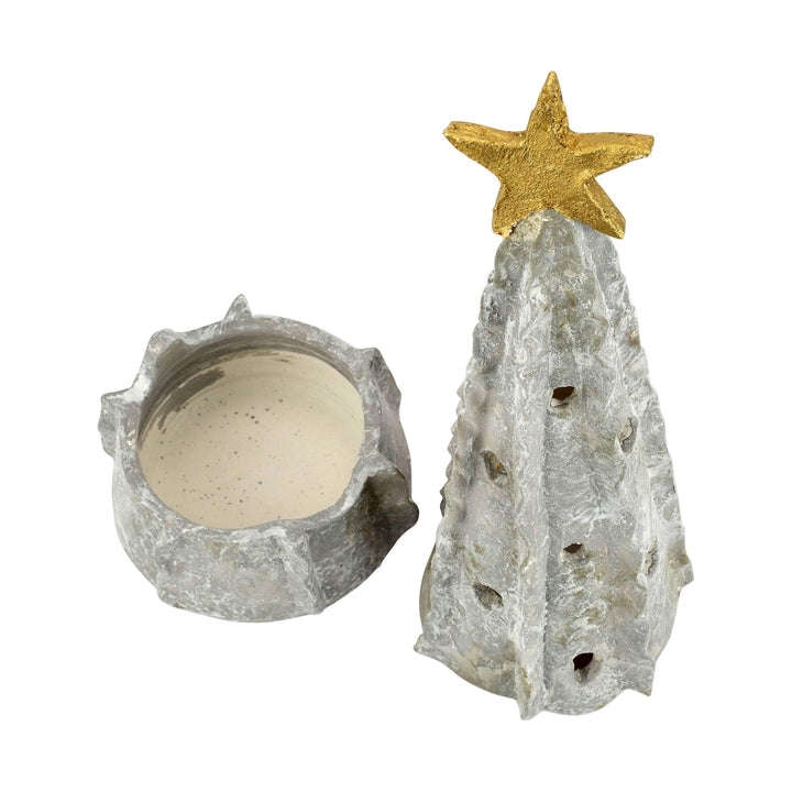 Vietri Vietri Foresta Tree with Ribbon & Gold Star - Available in 3 Colors & 2 Sizes Gray / Large FRB-7711G