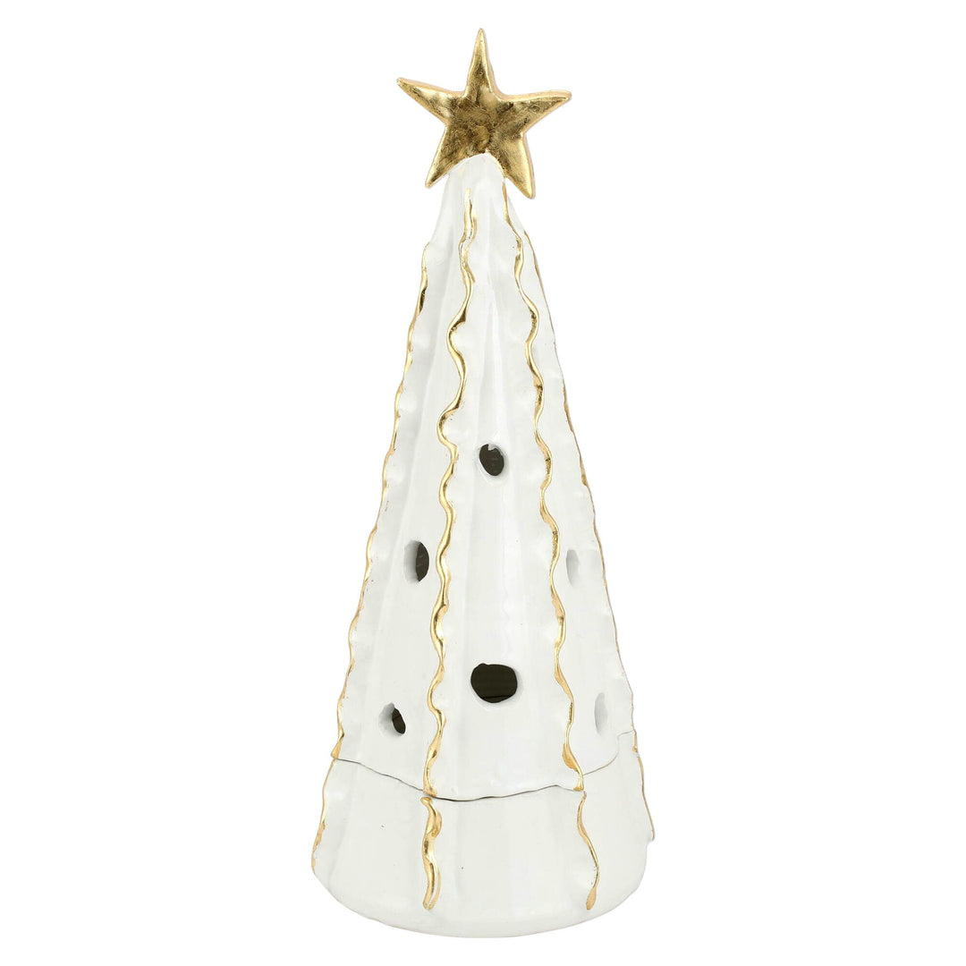 Vietri Vietri Foresta Tree with Ribbon & Gold Star - Available in 3 Colors & 2 Sizes White / Large FRB-7711W