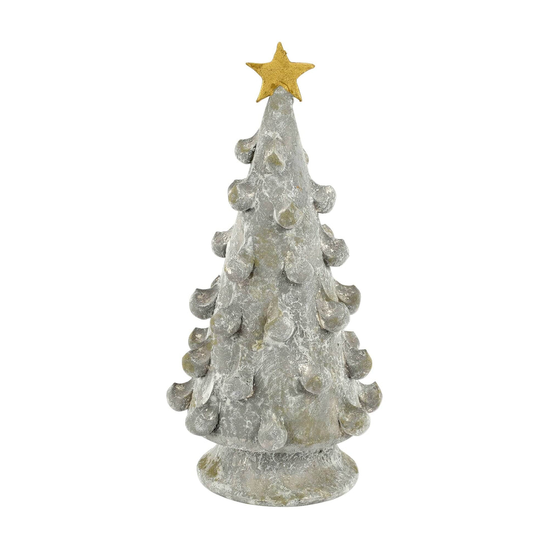 Vietri Vietri Foresta Tree with Ribbon & Gold Star - Available in 3 Colors & 2 Sizes Gray / Medium FRB-7712G
