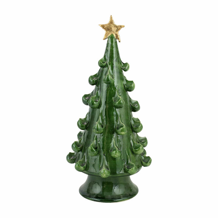 Vietri Vietri Foresta Tree with Ribbon & Gold Star - Available in 3 Colors & 2 Sizes Green / Medium FRB-7712GR