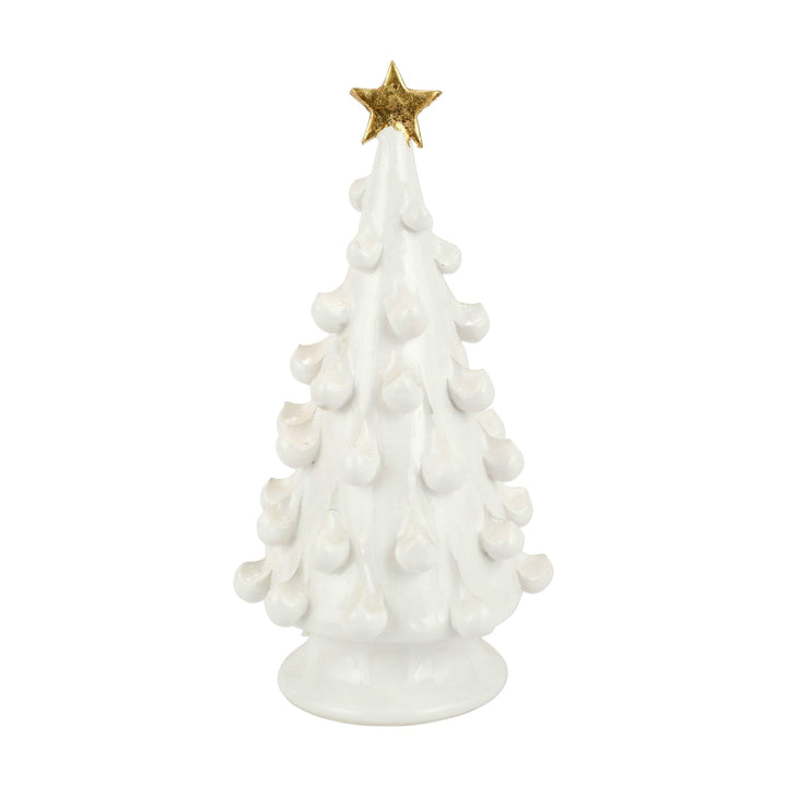 Vietri Vietri Foresta Tree with Ribbon & Gold Star - Available in 3 Colors & 2 Sizes White / Medium FRB-7712W