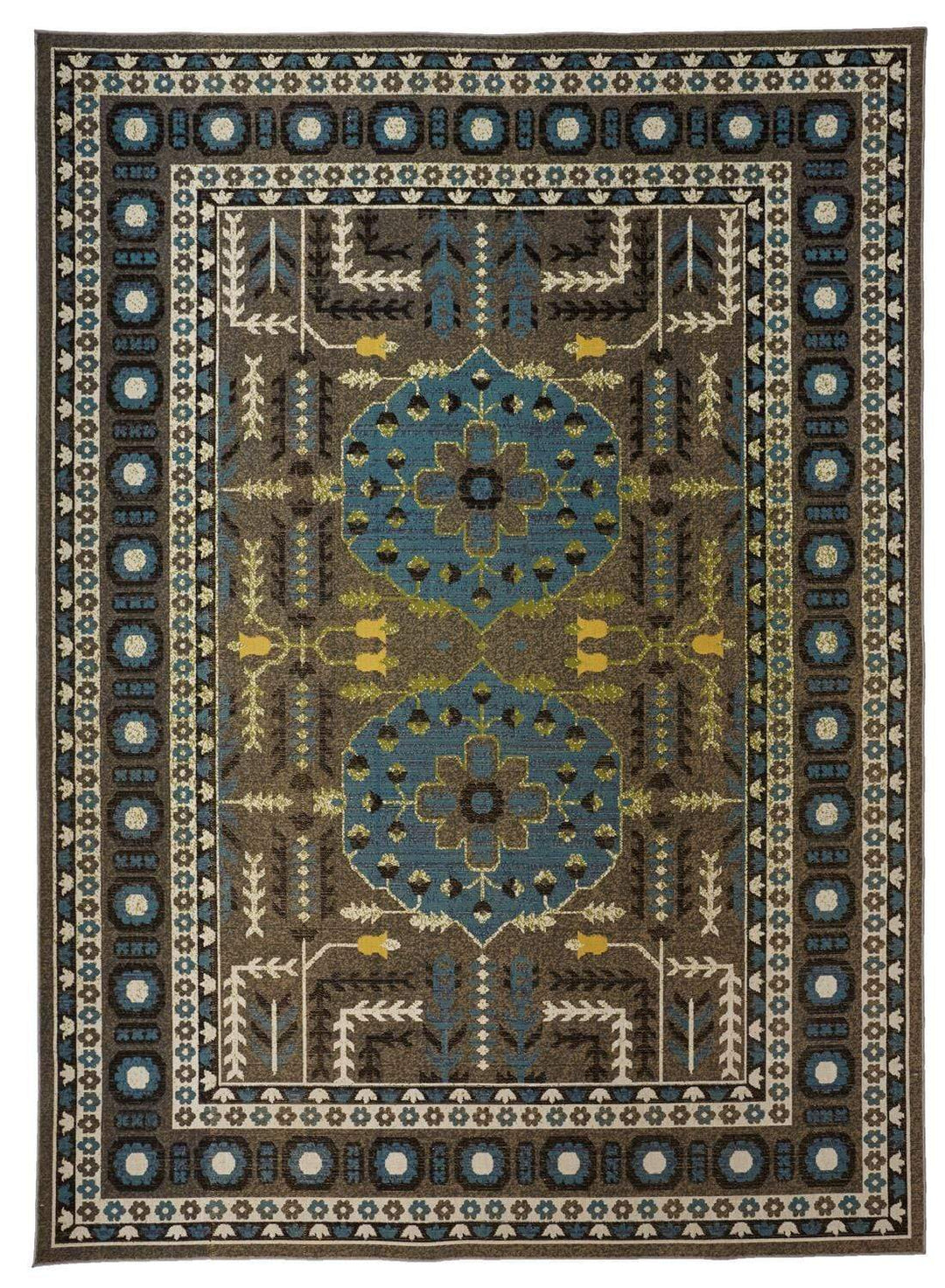 Feizy Feizy Foster Vinatge Style Kilim Rug - Dark Gray & Peacock Blue - Available in 7 Sizes 4'-3" x 6'-3" FST3754FGRYBLUC16