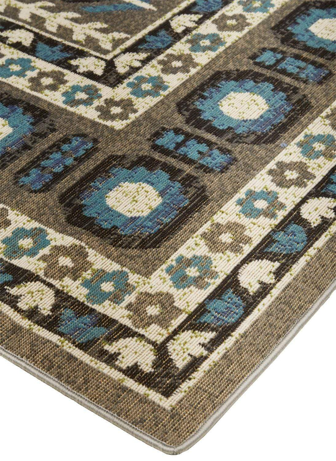 Feizy Feizy Foster Vinatge Style Kilim Rug - Dark Gray & Peacock Blue - Available in 7 Sizes