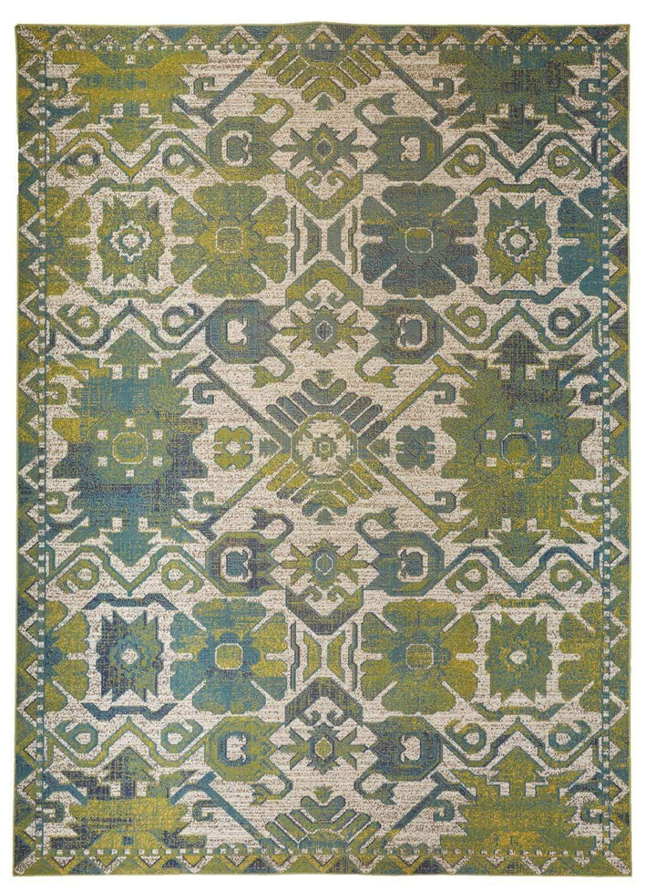 Feizy Feizy Foster Modern Style Slavic Kilim Rug - Citron Green & Teal - Available in 7 Sizes 4'-3" x 6'-3" FST3758FGRNBGEC16
