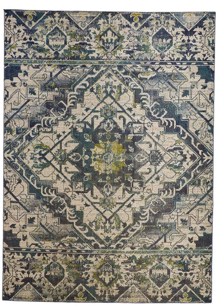 Feizy Feizy Foster Vintage Medallion Rug - Citron Green & Teal - Available in 7 Sizes 4'-3" x 6'-3" FST3760FGRNBGEC16