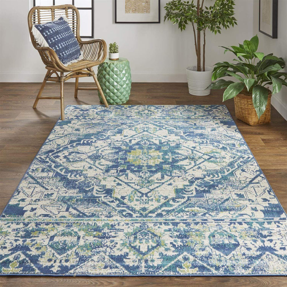Feizy Feizy Foster Vintage Medallion Rug - Citron Green & Teal - Available in 7 Sizes