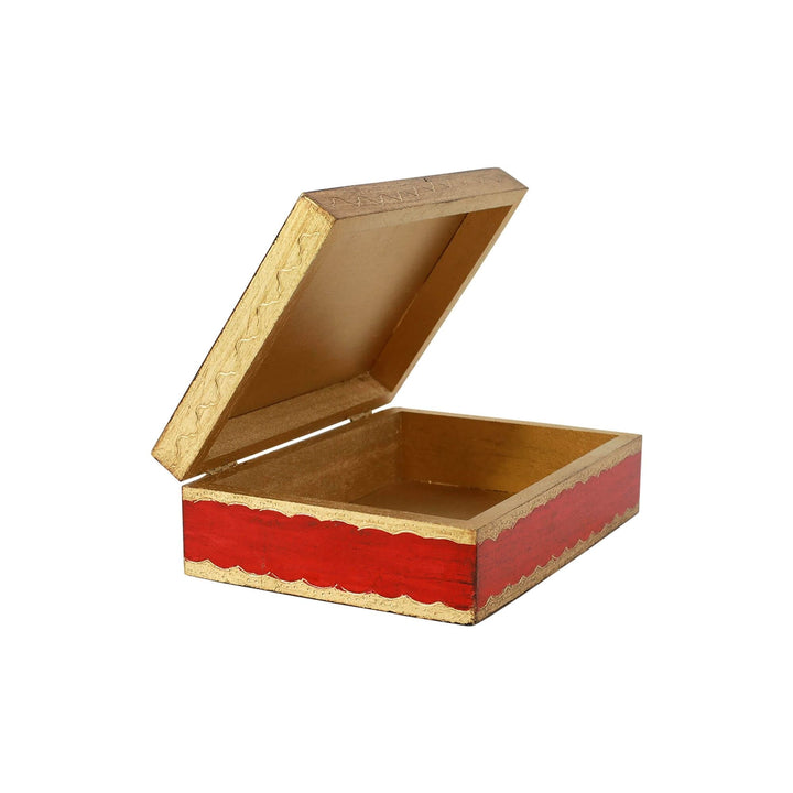 Vietri Vietri Florentine Wooden Accessories Red & Gold Box FWD-6223