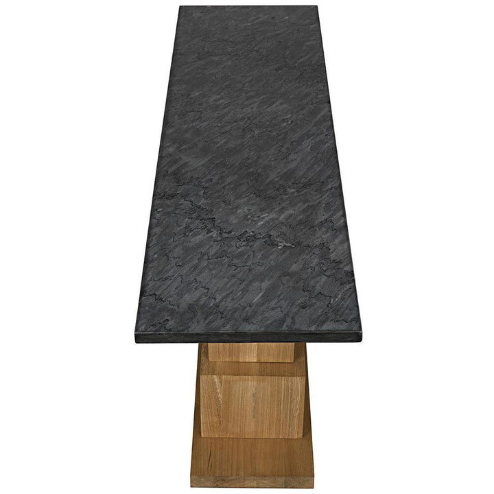 Banks Console - Dark Walnut and Black Marble