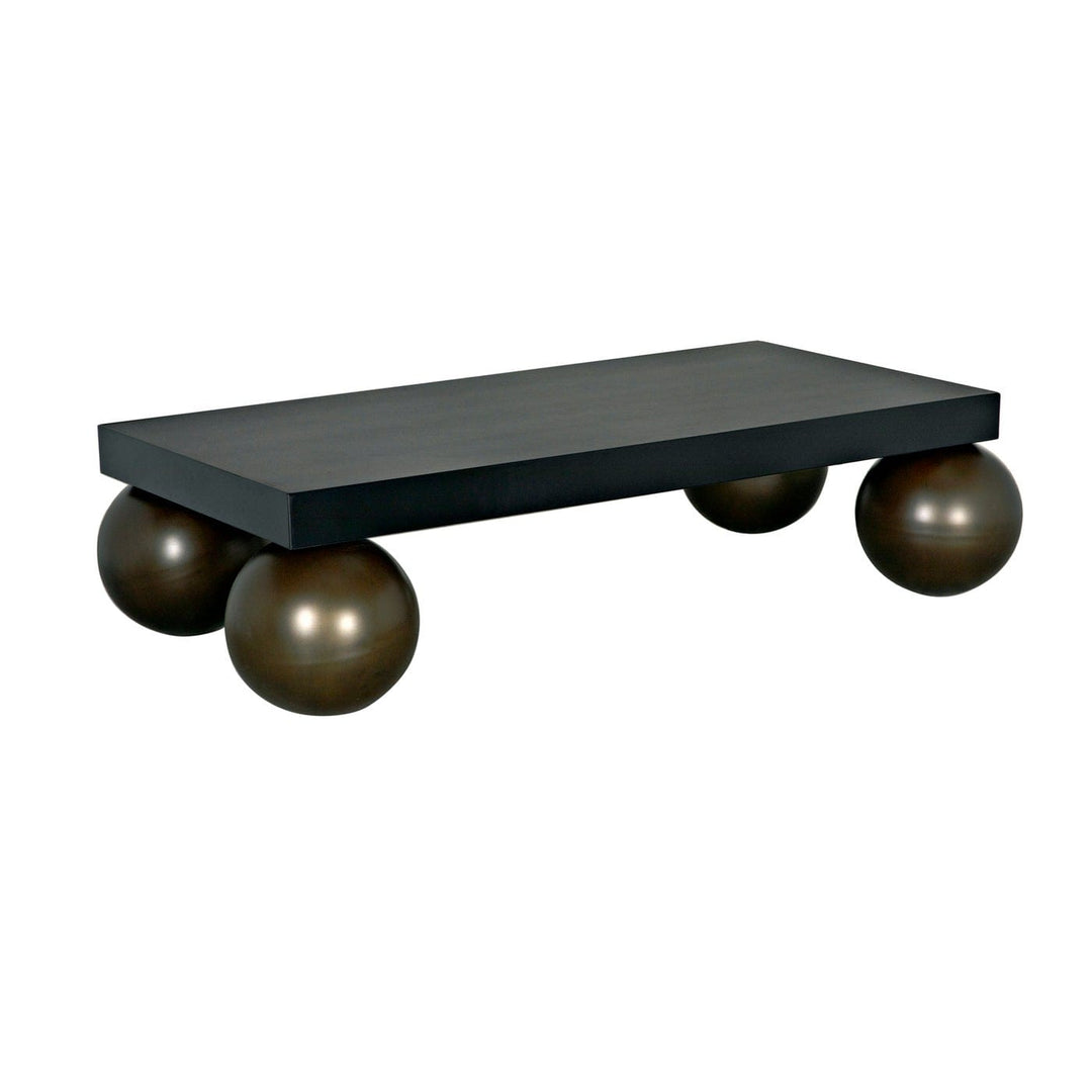 Emilio Coffee Table - Matte Black with Aged Brass Legs