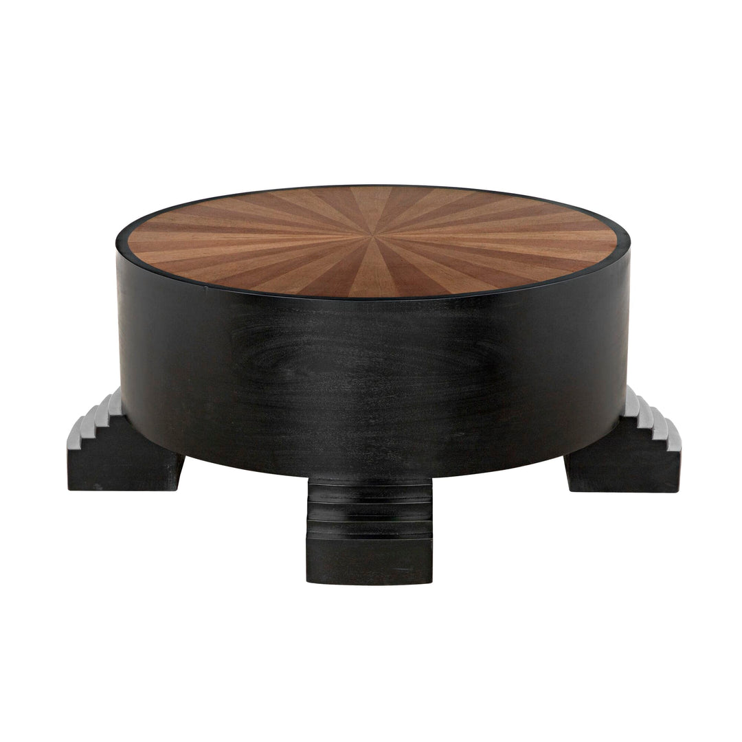 Tambour Coffee Table - Hand Rubbed Black with Veneer Top