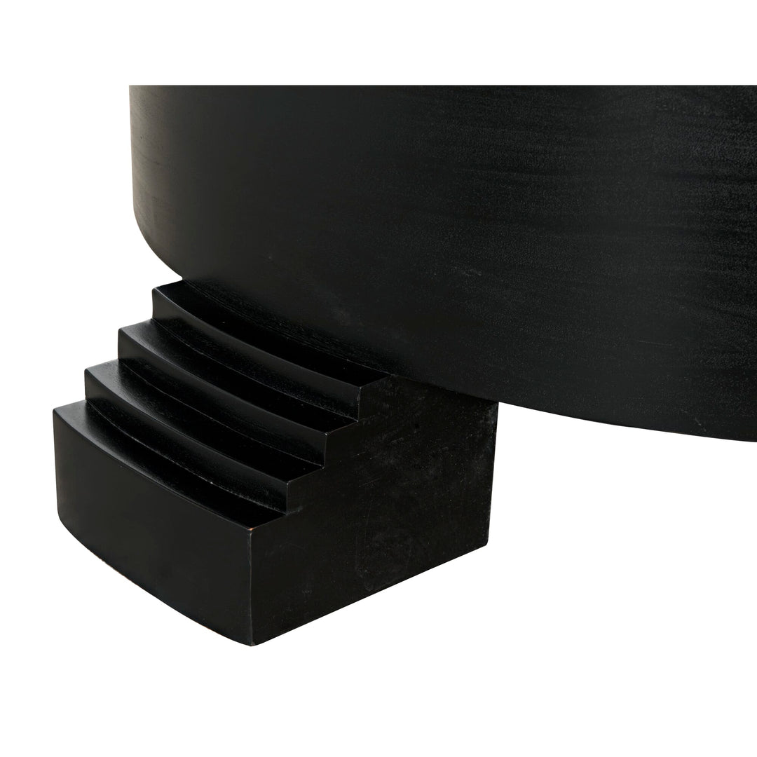 Tambour Coffee Table - Hand Rubbed Black with Veneer Top