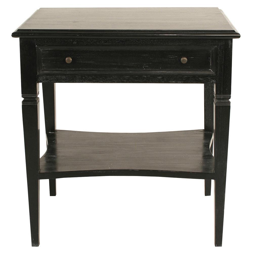 Olie 1-Drawer Hand Rubbed Black Side Table