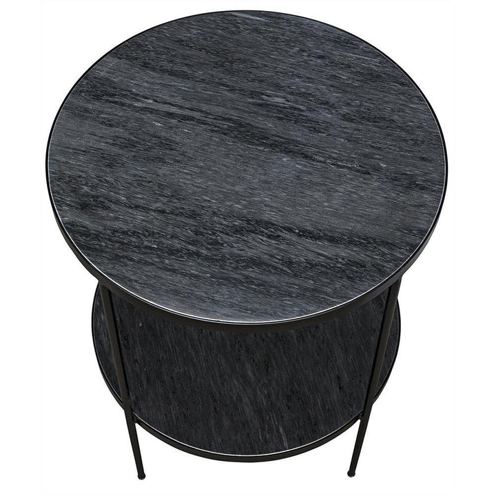 Rhiannon Marble Side Table - Matte Black Base