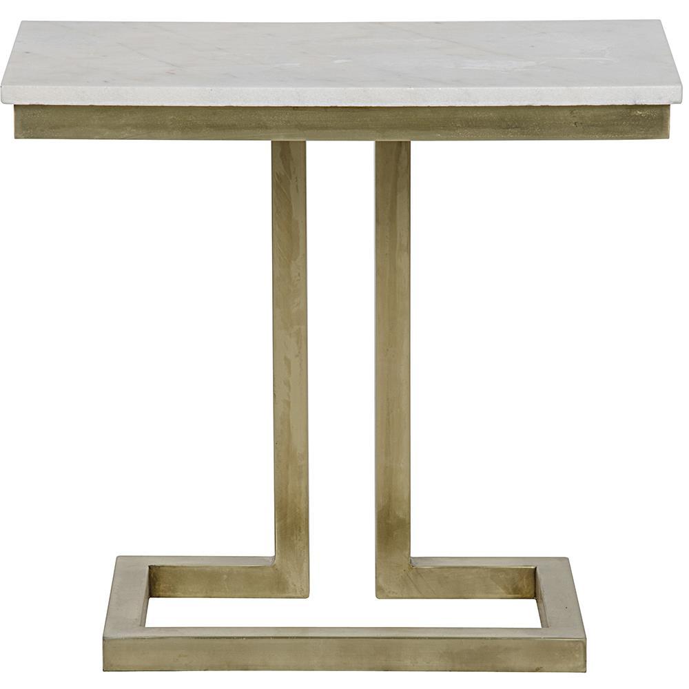 Alice Side Table with White Stone - Antique Brass