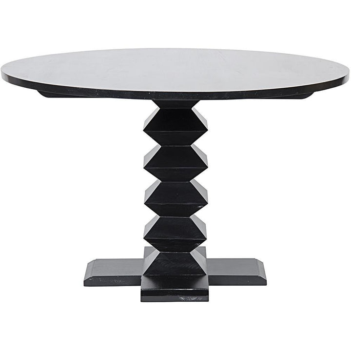 48" Zig-Zag Hand Rubbed Black Dining Table