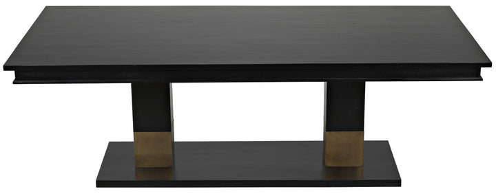 Reba Dining Table - Hand Rubbed Black With Brass Accents