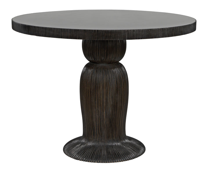 Phoenix Dining Table - Hand Rubbed Black With Light Brown Highlights