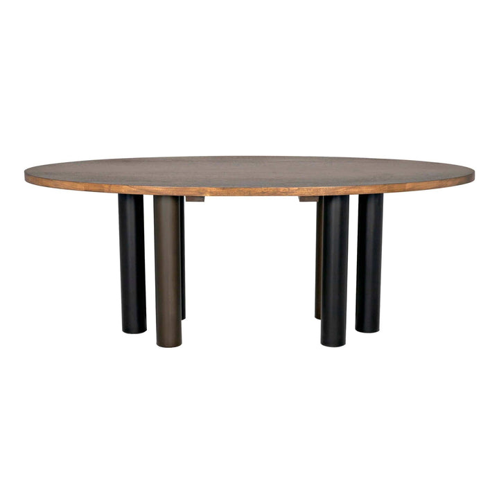 Jefferson Oval Dining Table - Dark Walnut with Black Steel Base