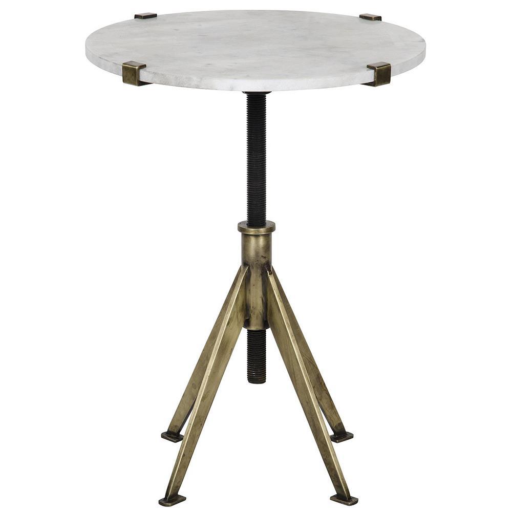 Della Small Adjustable Side Table - Antique Brass
