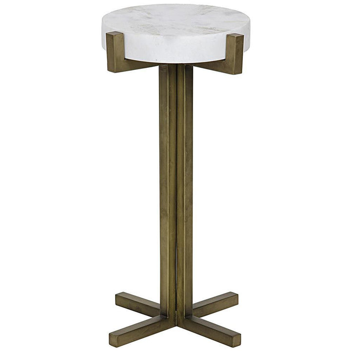Saint White Stone Side Table - Antique Brass