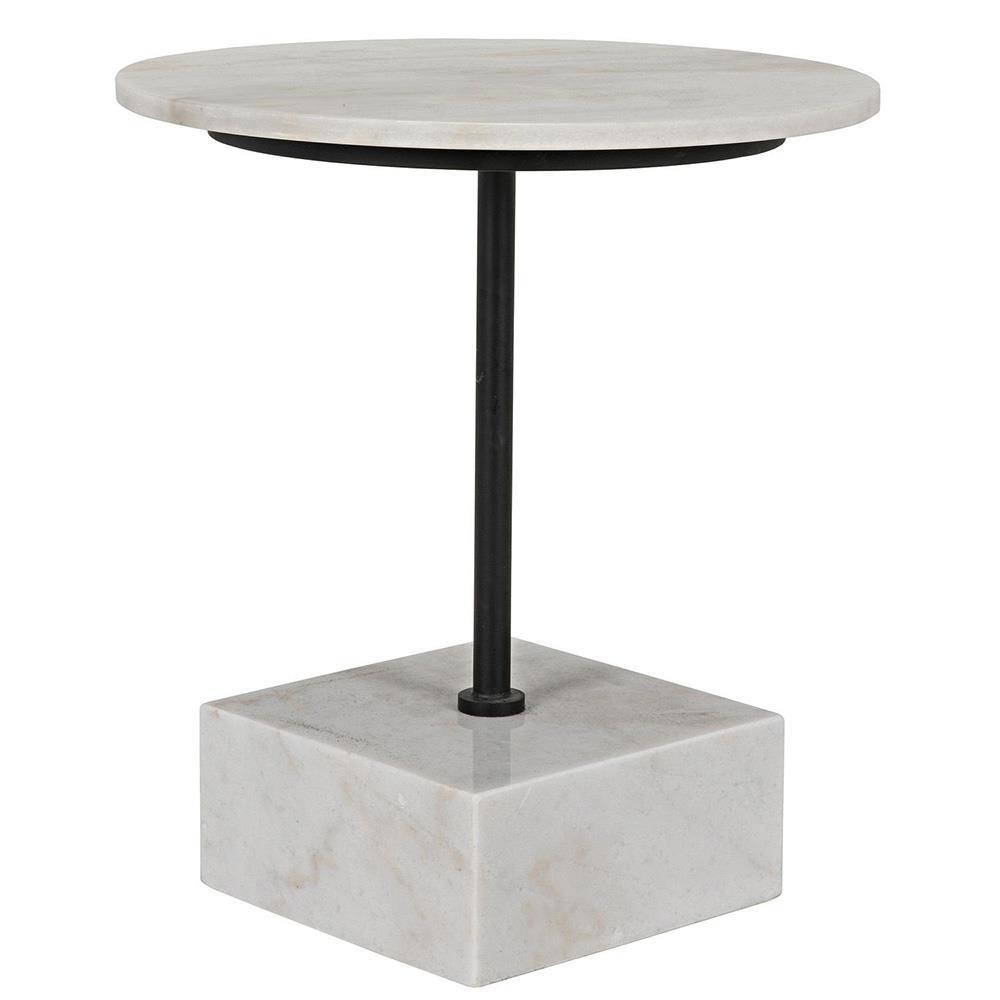 Rhimes White Stone Side Table - Matte Black