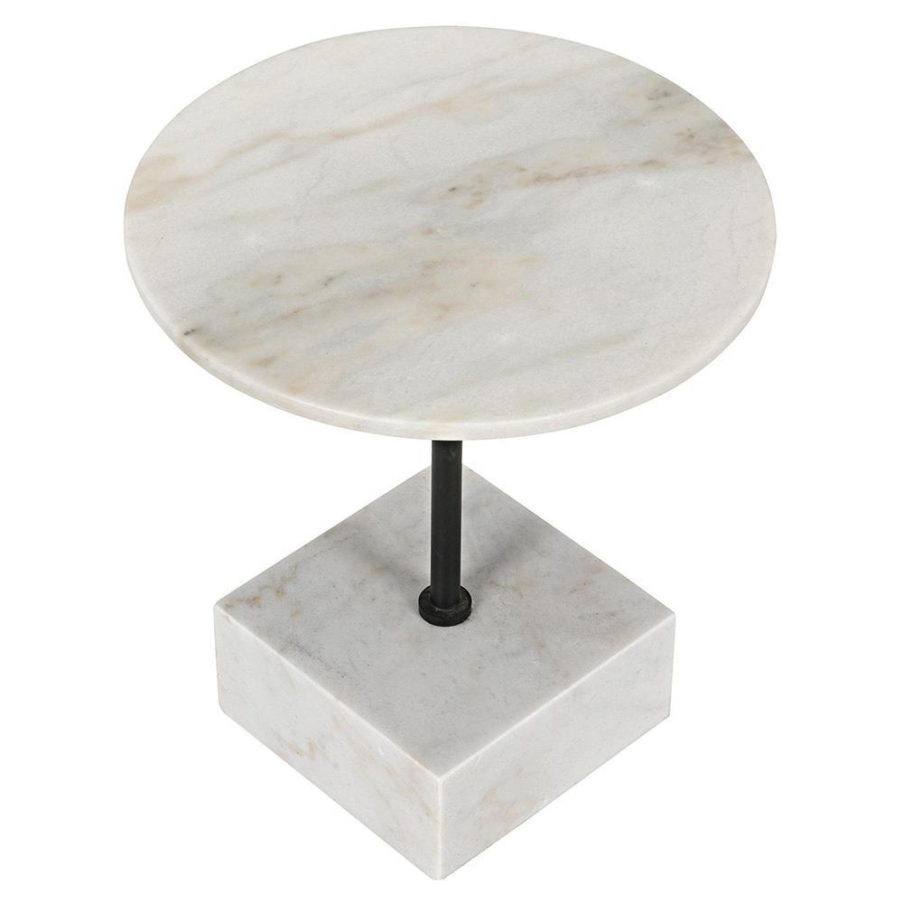 Rhimes White Stone Side Table - Matte Black