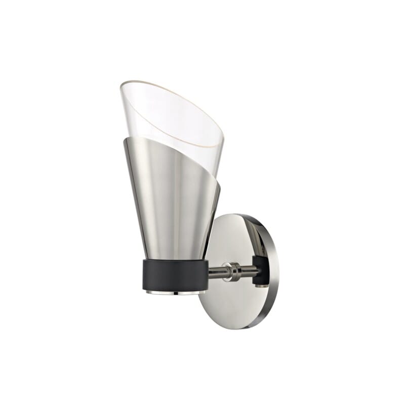 Hudson Valley Lighting Hudson Valley Lighting Mitzi Angie 1 Light Wall Sconce - Available in 2 Colors Polished Nickel/Black H130101-PN/BK