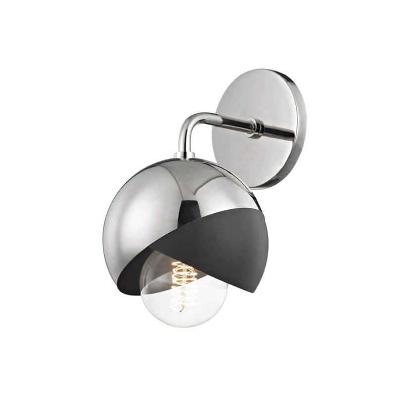 Hudson Valley Lighting Hudson Valley Lighting Mitzi Emma 1 Light Wall Sconce - Available in 3 Colors Polished Nickel/Black H168101-PN/BK
