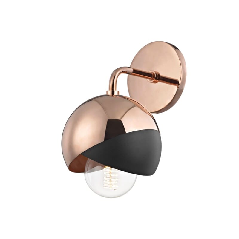 Hudson Valley Lighting Hudson Valley Lighting Mitzi Emma 1 Light Wall Sconce - Available in 3 Colors Polished Copper H168101-POC/BK