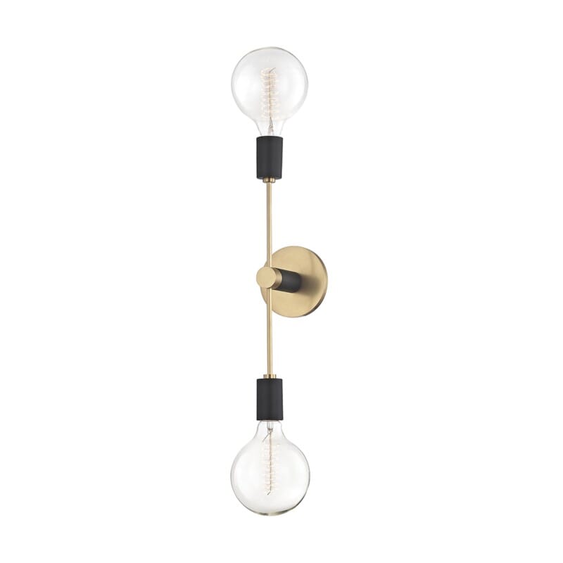 Hudson Valley Lighting Hudson Valley Lighting Mitzi Astrid 2 Light Wall Sconce - Available in 2 Colors Aged Brass/Black H178102-AGB/BK