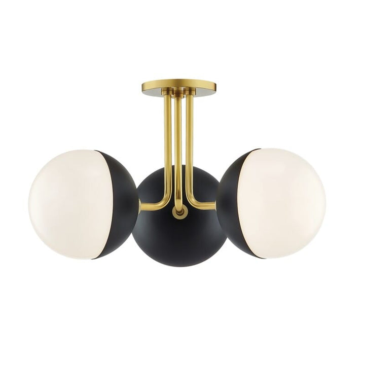 Hudson Valley Lighting Hudson Valley Lighting Mitzi Renee 3 Light Semi Flush - Available in 2 Colors Aged Brass/Black H344603-AGB/BK