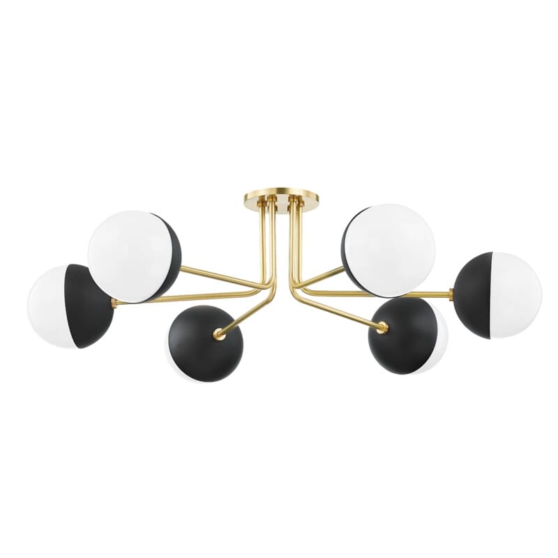 Hudson Valley Lighting Hudson Valley Lighting Mitzi Renee 6 Light Semi Flush Mount - Available in 2 Colors Aged Brass/Black H344606-AGB/BK