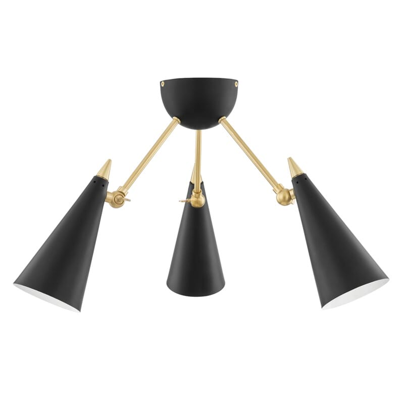Hudson Valley Lighting Hudson Valley Lighting Mitzi Moxie 3 Light Semi Flush - Available in 2 Colors Aged Brass/Black H441603-AGB/BK