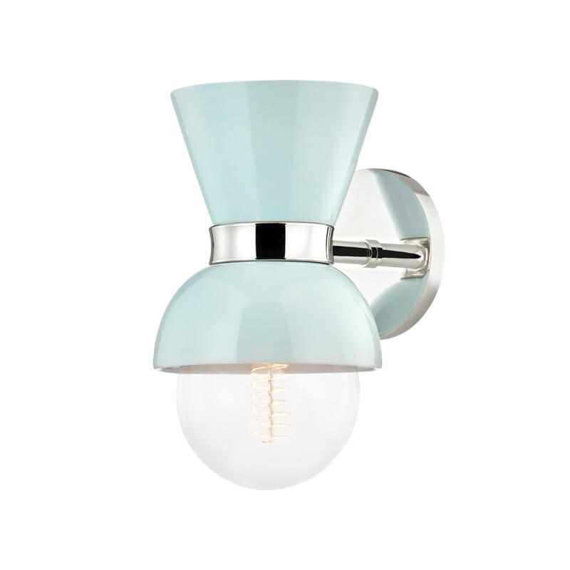 Hudson Valley Lighting Hudson Valley Lighting Mitzi Gillian 1 Light Wall Sconce - Available in 2 Colors Polished Nickel/Ceramic Gloss Robins Egg Blue H469101-PN/CRB