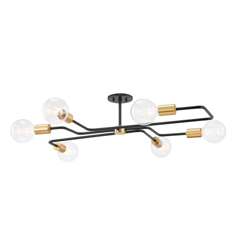 Hudson Valley Lighting Hudson Valley Lighting Mitzi Jena 6 Light Semi Flush Mount - Available in 2 Colors Aged Brass/Textured Black / Small H488606S-AGB/TBK