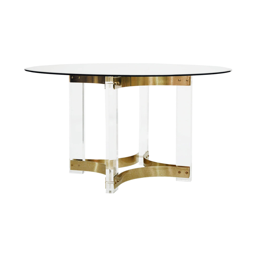 Worlds Away Worlds Away Hendrix Dining Table Base with Antique Brass Stretchers & 48" Dia Glass - Acrylic HENDRIX ABR48