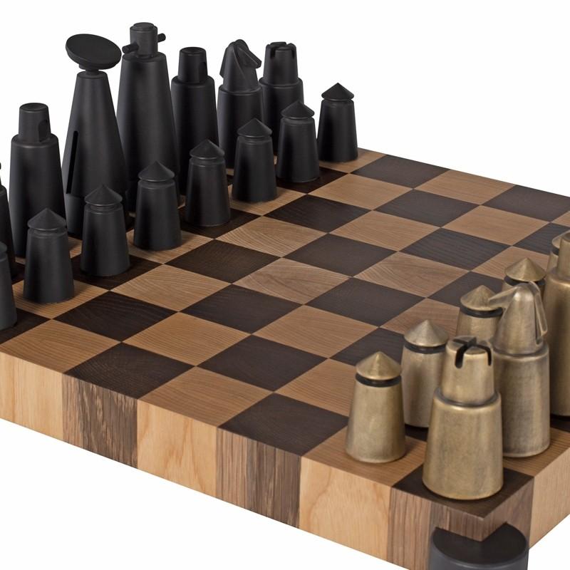 Chess Set Gaming Table - Smoked/Black (HGDA879)