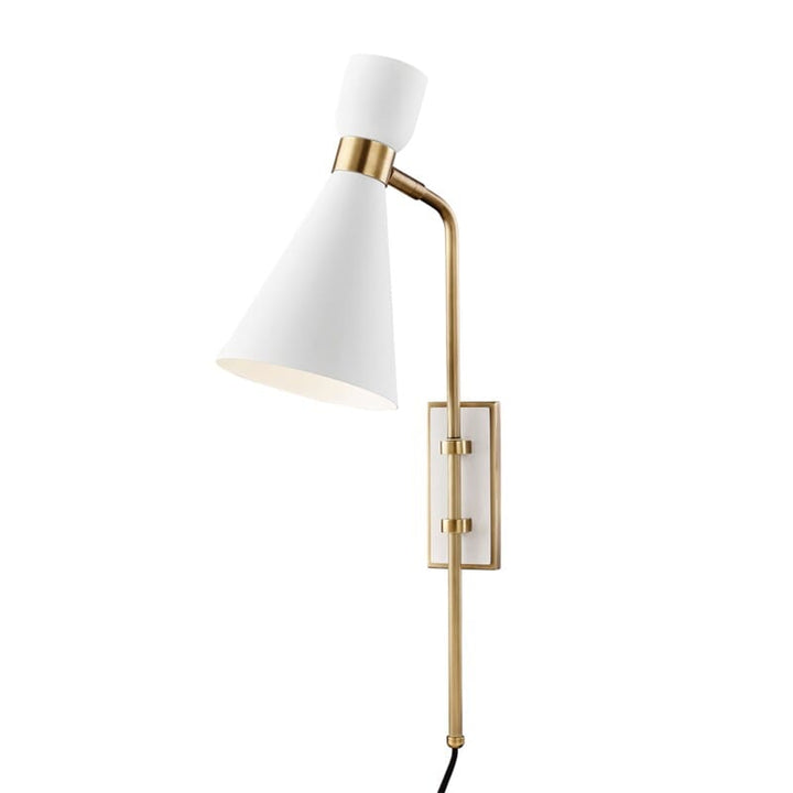 Hudson Valley Lighting Hudson Valley Lighting Mitzi Willa 1 Light Wall Sconce With Plug - Available in 2 Colors Aged Brass/White HL295101-AGB/WH