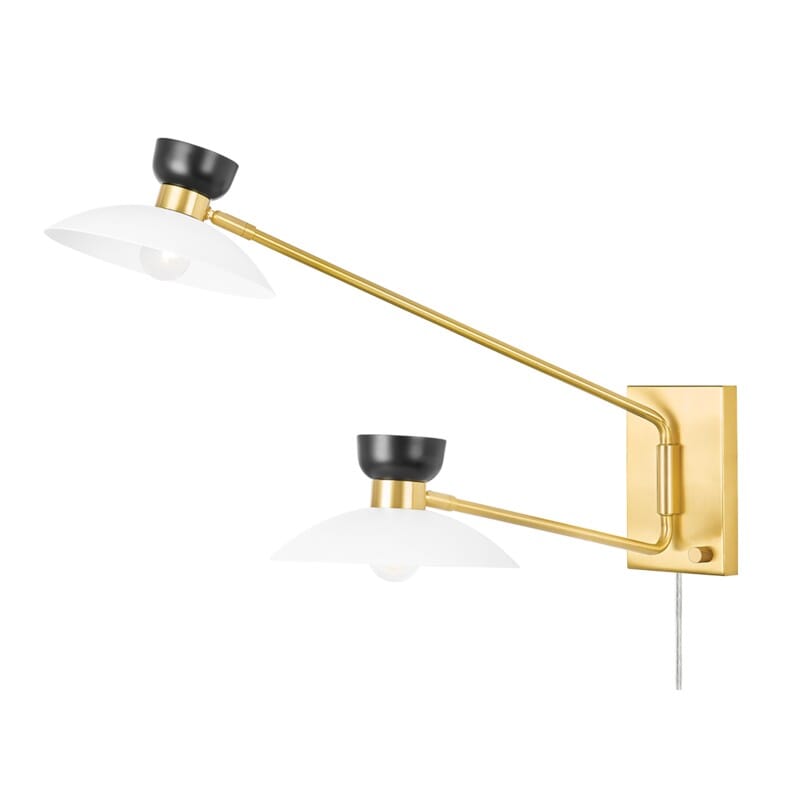 Hudson Valley Lighting Hudson Valley Lighting Mitzi Whitley 2 Light Wall Sconce Plug In - Available in 2 Colors Aged Brass HL481202-AGB