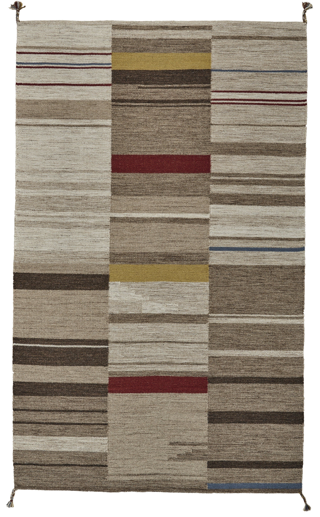 Feizy Feizy Brampton Tribal Boho Wool Flatweave Rug - Taupe & Dark Red - Available in 4 Sizes
