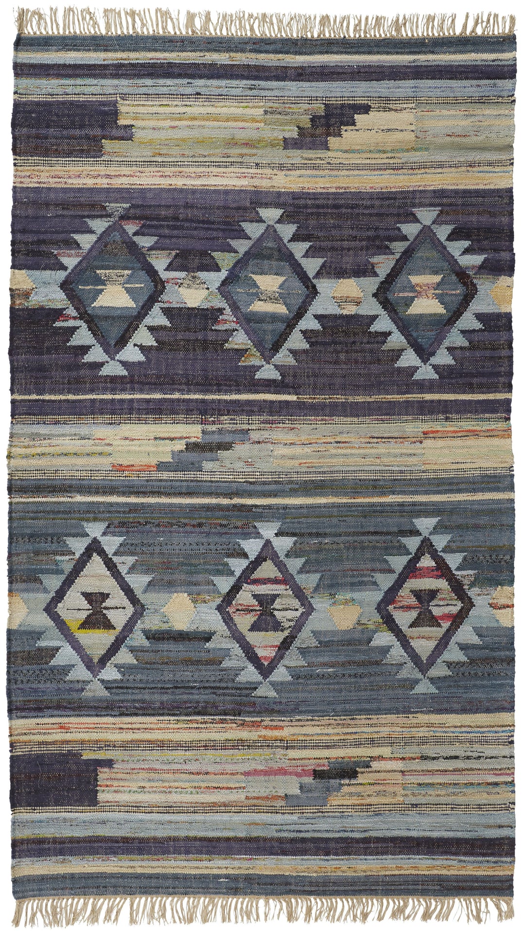 Feizy Feizy Ilana Southwestern with Fringe Rug - Navy & Beige - Available in 4 Sizes