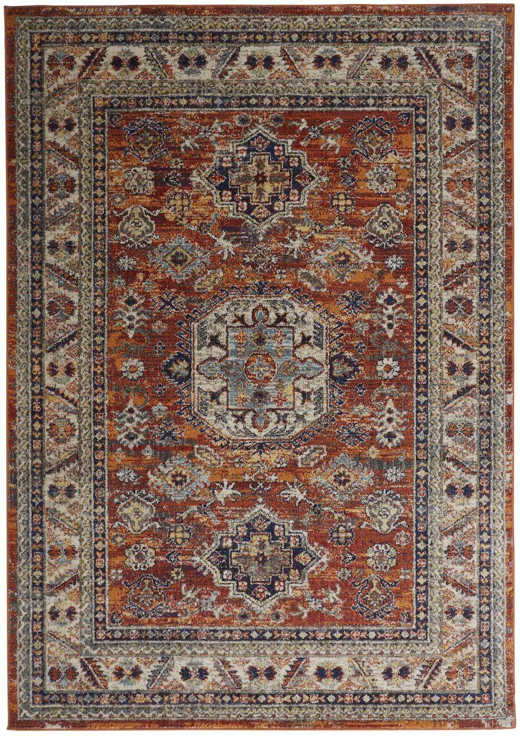 Feizy Feizy Bellini Vintage Bohemian Rug - Rust Orange & Blue - Available in 7 Sizes 5'-3" x 7'-6" I78I3136ORNMLTE76