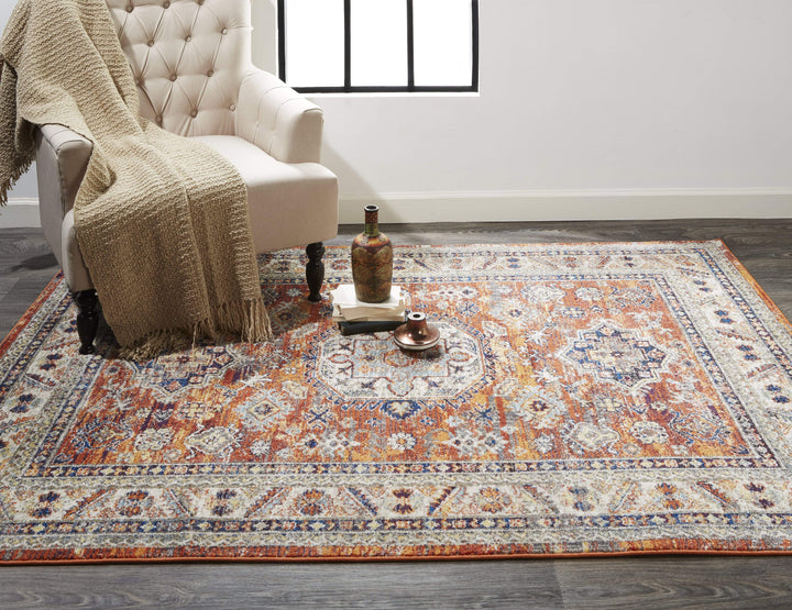 Feizy Feizy Bellini Vintage Bohemian Rug - Rust Orange & Blue - Available in 7 Sizes